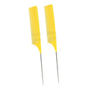 2x ABS Weave Highlighting Foiling Hair Combs Hair Comb Brush Pin Tail Yellow