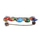 Colorful Enamel Five Birds Brooch With Crystal Rhinestones Collar Clip Dres