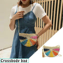 Shoulder IG8S Women Bag Bag Multicolored Straw Beach Handbag Semicircular Bags