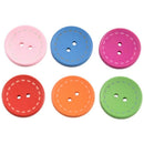50Pcs Mixed Round 2 Holes Wood Sewing Buttons Scrapbooking 25mm(1") Dia