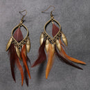 Fashion Exotic European Alloy Feather Long Drop Earrings for Women Girls