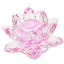 Crystal Lotus Flower Buddhist Ornament Feng Shui Art Glass Paperweight Pink