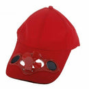 Red Solar Powered Air Fan Cooled Baseball Hat Camping Traveling