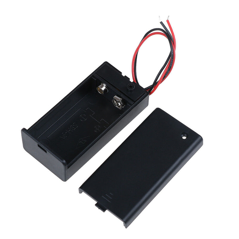 9V Volt PP3 battery holder box dc case w/ wire lead on/off switch cover  JR