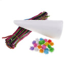 61pcs 23cm Cone Shape Christmas Tree Styrofoam Foam + Tinsel Stems + Pompom