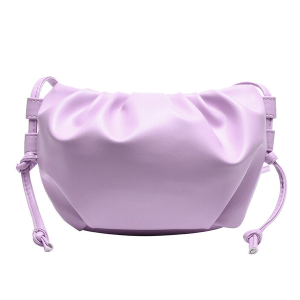 Women Cloud Shoulder Bag PU Day Clutch Solid Crossbody Handbag (Purple) A#S