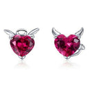 Angel and Devil Pink Stud Earrings Women'S Heart-Shaped Jewelry Fashion Ear