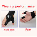 LED Flashlight Magic Strap Fingerless Gloves with 2 LED light for Repairing