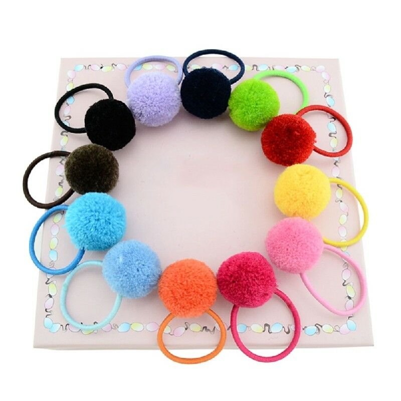 Pompom Ponytail Rope Ring Hair Elastic Girls Band Ball Hairband Holder
