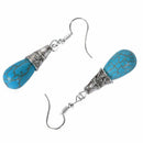 Amazing jewelry silvery tibetan green waterdrop rimous turquoise earrings f O8V8