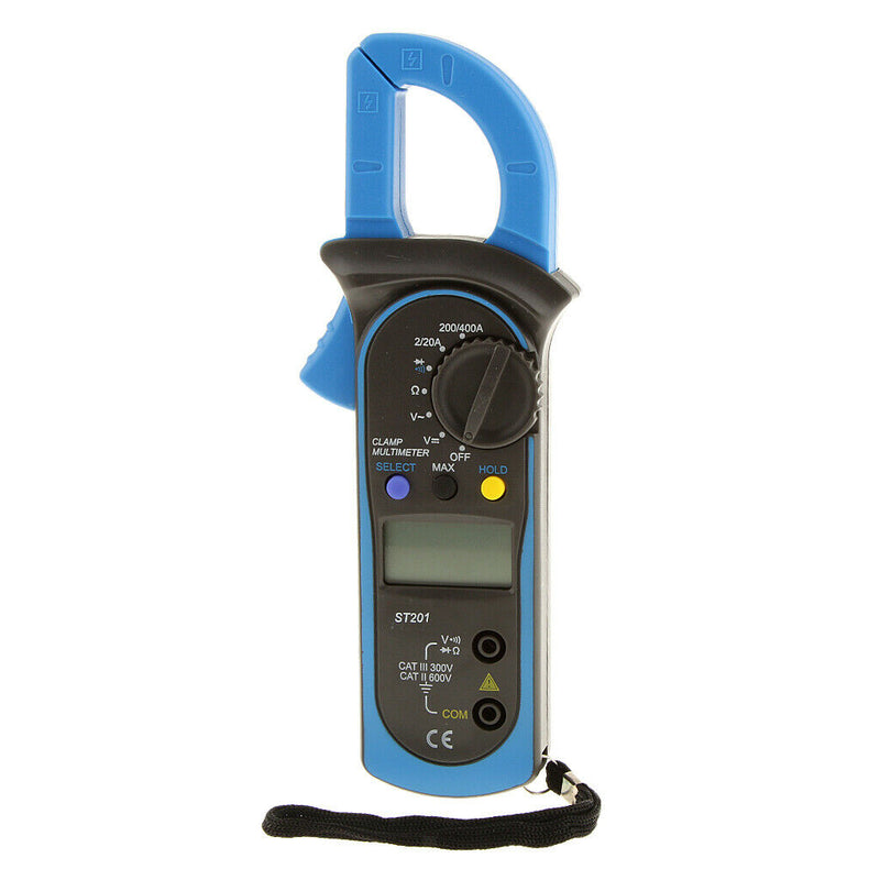 Blue Digital Handheld Clamp Multimeter  Meter DMM CE AC DC Volt Ampere