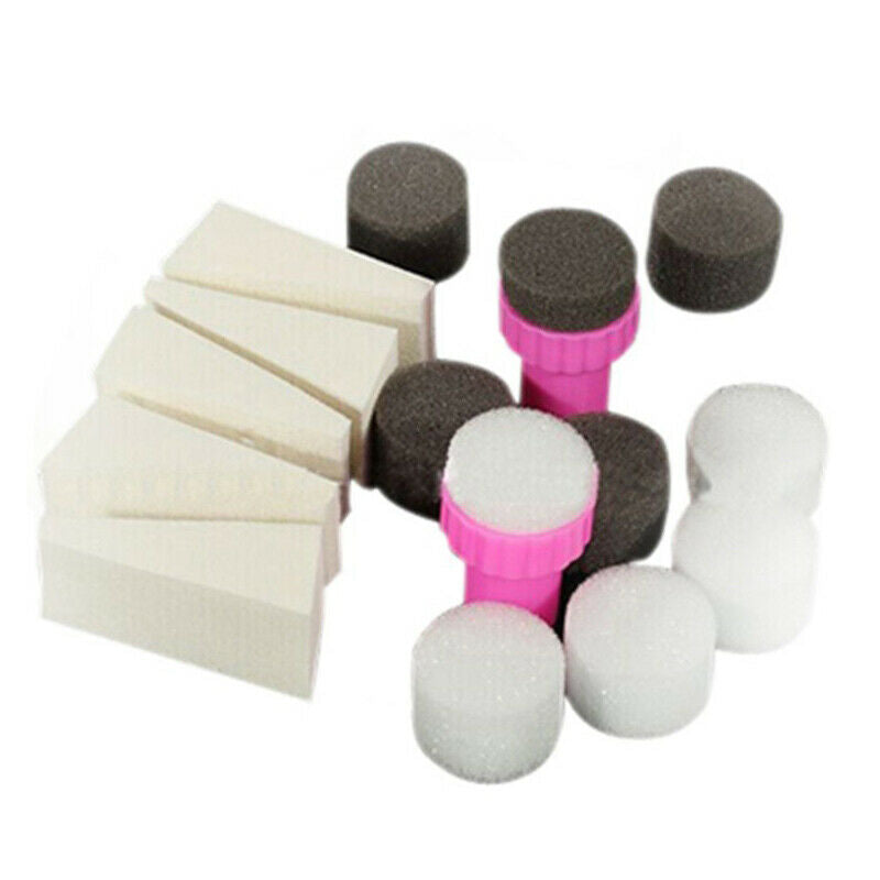 1 Set 15pcs Nail Art Sponge Stamp Stamper Shade Transfer Template Polish Ma Q5R7