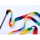 65" Rainbow Cloth Stripe Tease Cats Rod Teaser Funny Playing Pet Cat Toys ^^