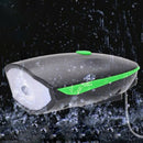 USB Led Bicycle Light with Horn 2 Modes Sound Bike Bell Headlight Green
