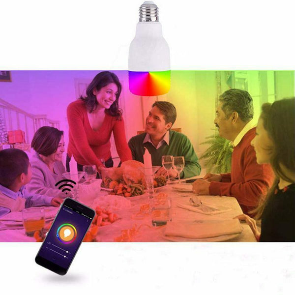 Smart LED WiFi Light Bulb, 11W 600LM E27 Dimmable RGB Colour Changing Screw D2W1