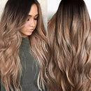 Gradient Blonde Party Wig Long Curly Hair Mixed Color Synthetic Wig