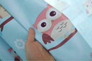 Owl Print Heavy Fabric Blackout Curtain Ready Made Eyelet Window Drape Blue