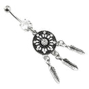 Crystal Rhinestone Dream Catcher Body Piercing Belly Button Navel Ring Bar N Gw
