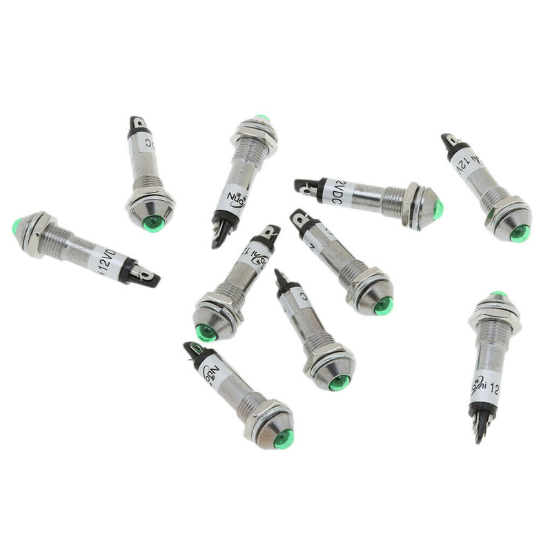 20x XD8-2 8mm 12V DC LED Metal Signal Indicator  Dash Light Red+Green