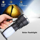 LED Solar Power Rechargeable Battery Flashlight Camping Tent Light Lantern T3X7