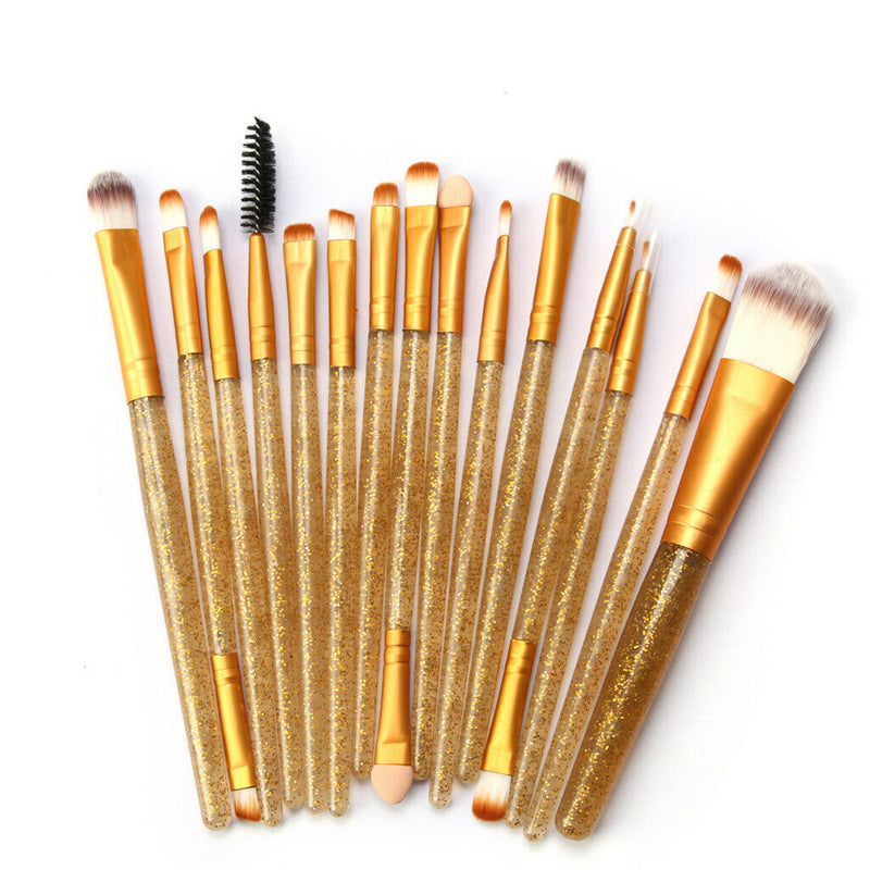 15Pcs Professional Makeup Brushes Set Make up Cosmetic Brush Tools kit Golden