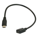 30cm Black PVC Type C-USB 3.1 Male To Female Charging Data