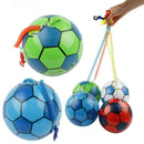 Inflatable Football Ball With Rope Colorful Bouncy Rubber Kids Gift Ball C6C2