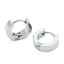 Pair Hoop Huggie Earrings Titanium Steel 4mm x 9mm White