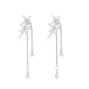 Women Girls Leaf Zircon Tassel Long Earrings Drop Dangle Women Stud Jewelry