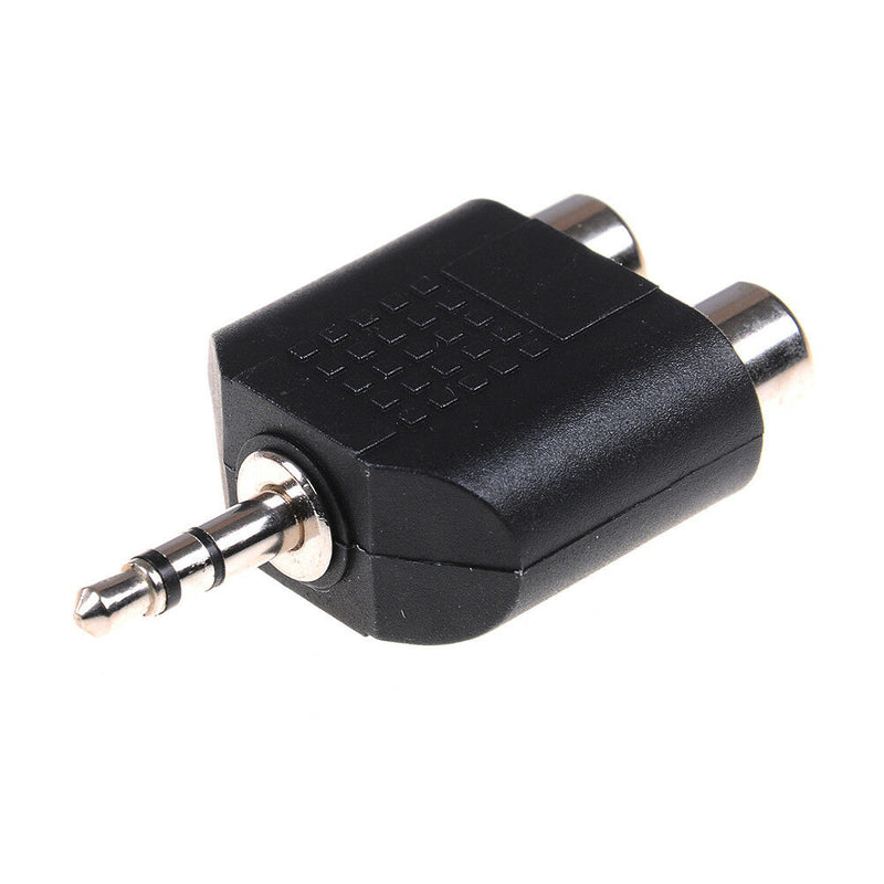 2Pcs 3.5mm to dual 2 RCA female male jack audio adapter conver.ES