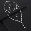 Rhinestone Crystal Necklace Earrings Bracelet Ring Wedding Bridal Jewelry Set^^