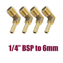 4x 1/4 BSP To 6mm Brass 90 Degree Male Elbow Barbed Hose Tail Pipe Fittings