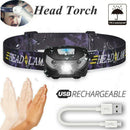 60000lm LED HeadLamp Motion Sensor USB Rechargeable head headlight 5 Modes New