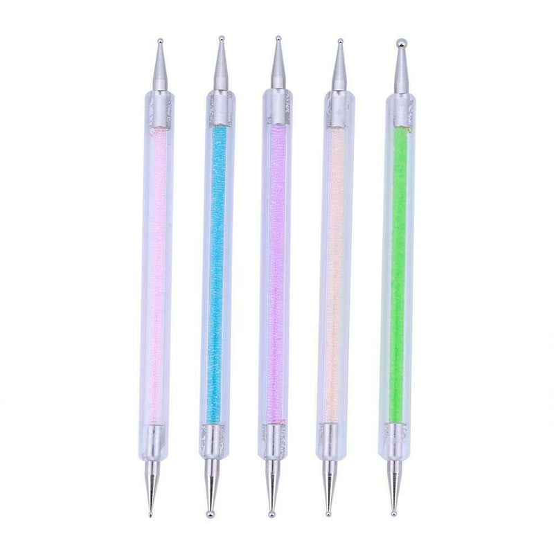 5pcs/set Personal Double Crystal Rhinestone Dotting Drill Nail Painting Pen