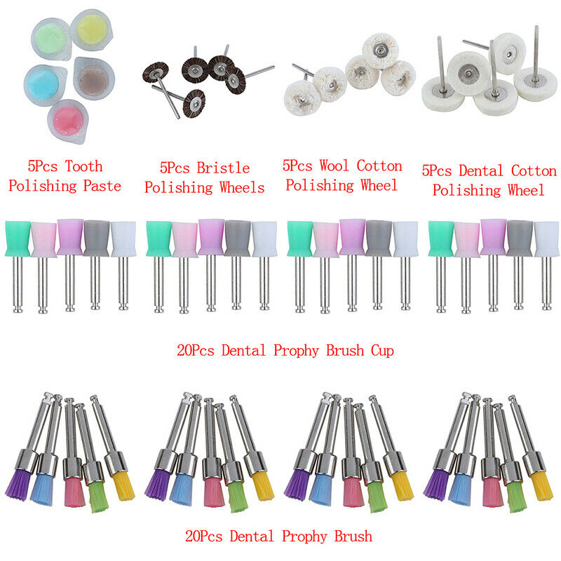 Dental Tooth Polishing Paste Bristle Wool Wheel Prophy Brush Cup Polishing Kit-