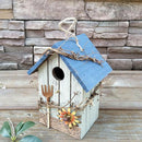 2 Pcs Decorative Bird House with Flower, Jute Cord, Ladybug, Hanging Garden
