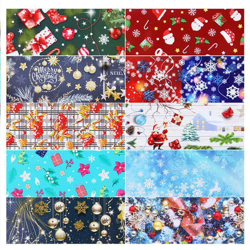 10Pcs Christmas Nail Foils Colorful Foil Nail Art Transfer Stickers Decals DIY