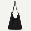 Fashion Corduroy Handbag Chain Totes Lady Shoulder Shopping Bag (Black)