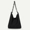 Fashion Corduroy Handbag Chain Totes Lady Shoulder Shopping Bag (Black)