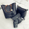 Women Handbags 4Pcs Set Pu Leather Tote Bag Shoulder Crossbody Bag Purse Pu X4R3