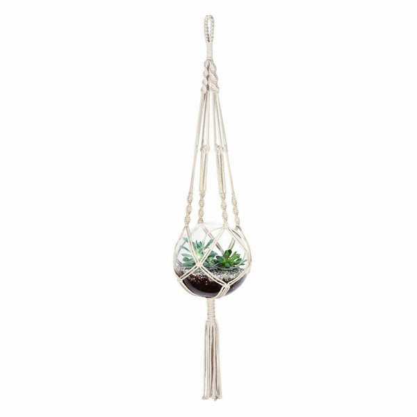Braid Plant Hanger Indoor Outdoor Hanging Planter Basket Cotton Rope 4 Legs