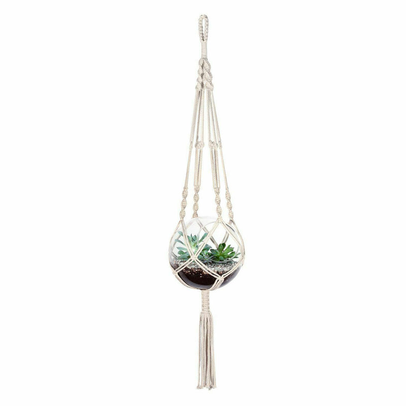 Braid Plant Hanger Indoor Outdoor Hanging Planter Basket Cotton Rope 4 Legs
