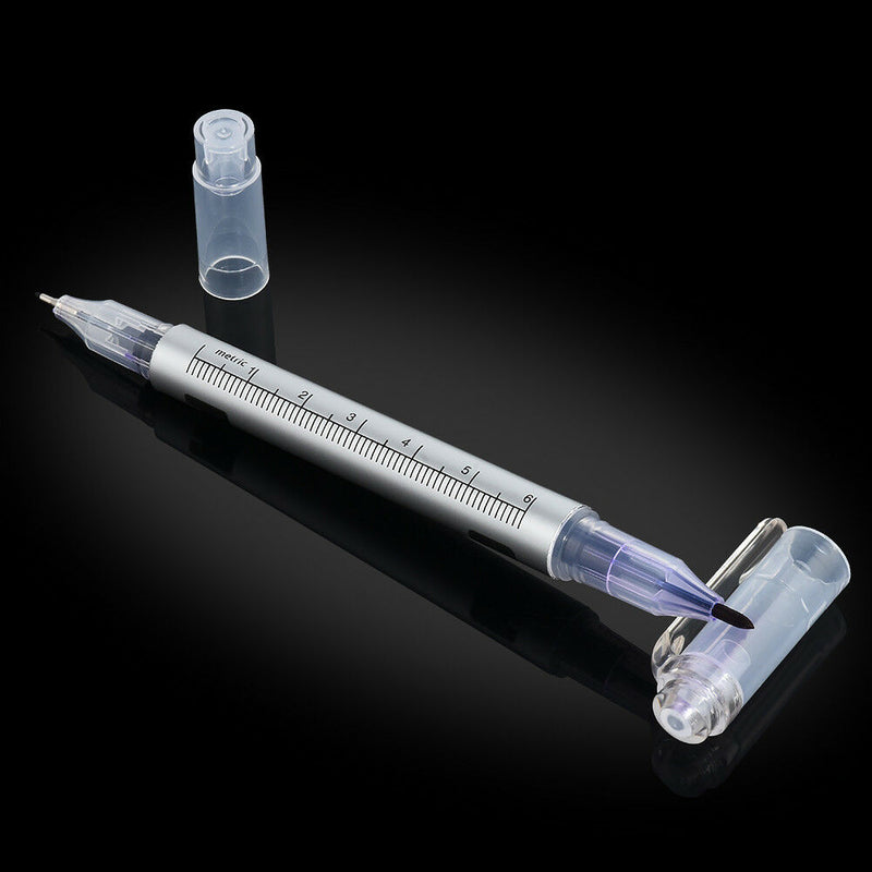 Waterproof 2Pcs Microblading Tattoo Eyebrow Skin Marker Pen And Measure Ruler