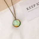 Double Sided Glass Glow in the Dark World Map Galaxy Planet Necklace Pendant