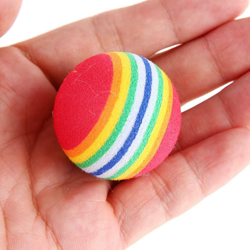10pcs Rainbow Ball Pet Cat Kitten Soft Play Tennis Balls Activity Fun Chew Toys
