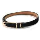 Women PU Leather Thin Skinny Waistband Candy Color Adjustable Belt Girdle Black