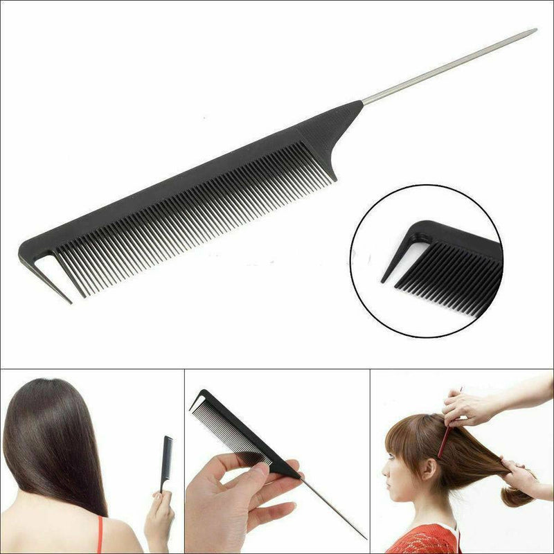 1X Fine Spaced Teeth Comb For Sectioning Parting Lifting Rat Tail Hair Comb New.