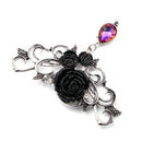 Retro Charm Black Rose Crystal Pendant Brooch Fashion Jewelery Women Clothi