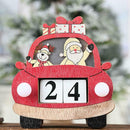 Wooden Christmas Calendar Pendant Santa Claus Driving Desktop Ornament Gift