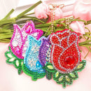 4pcs DIY Flowers Full Drill Special Shaped Diamond Painting Keychains Gifts